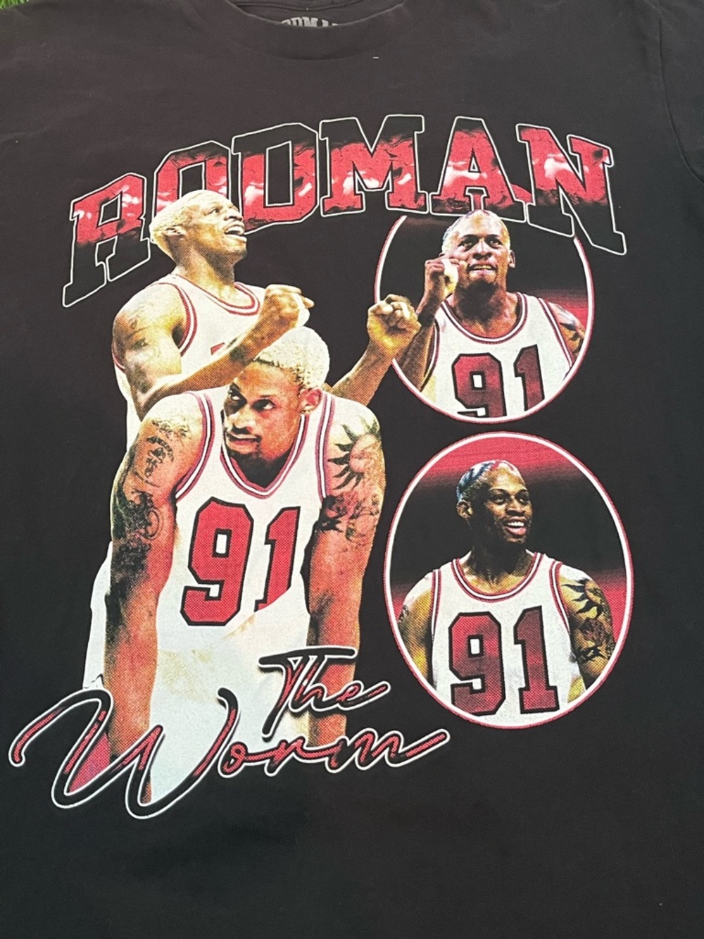 Vintage Style NBA Dennis Rodman Chicago Bulls The Worm T-Shirt Mens Size L - Picture 2 of 7